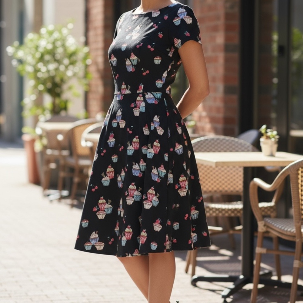 Eva Rose Black Floral Dress - Picture 5 of 7